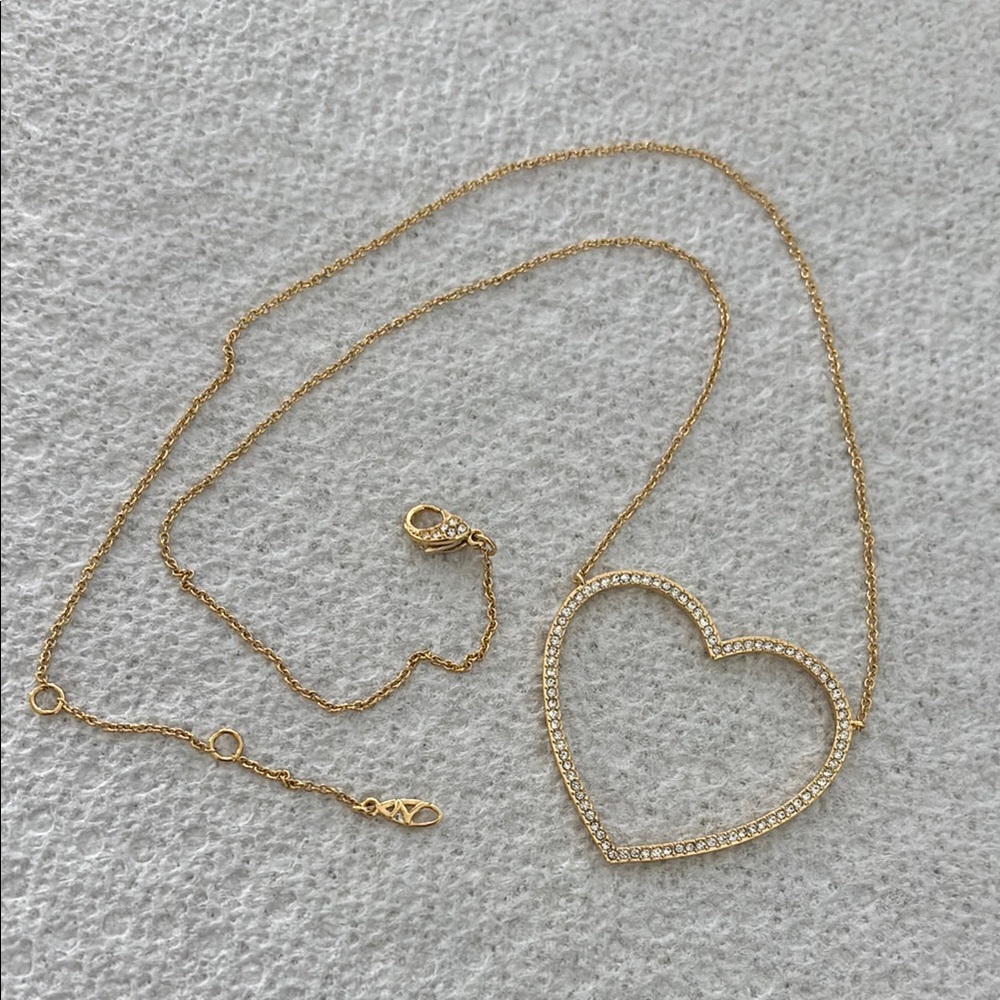 Nadri Pave Heart Pendant Necklace Gold